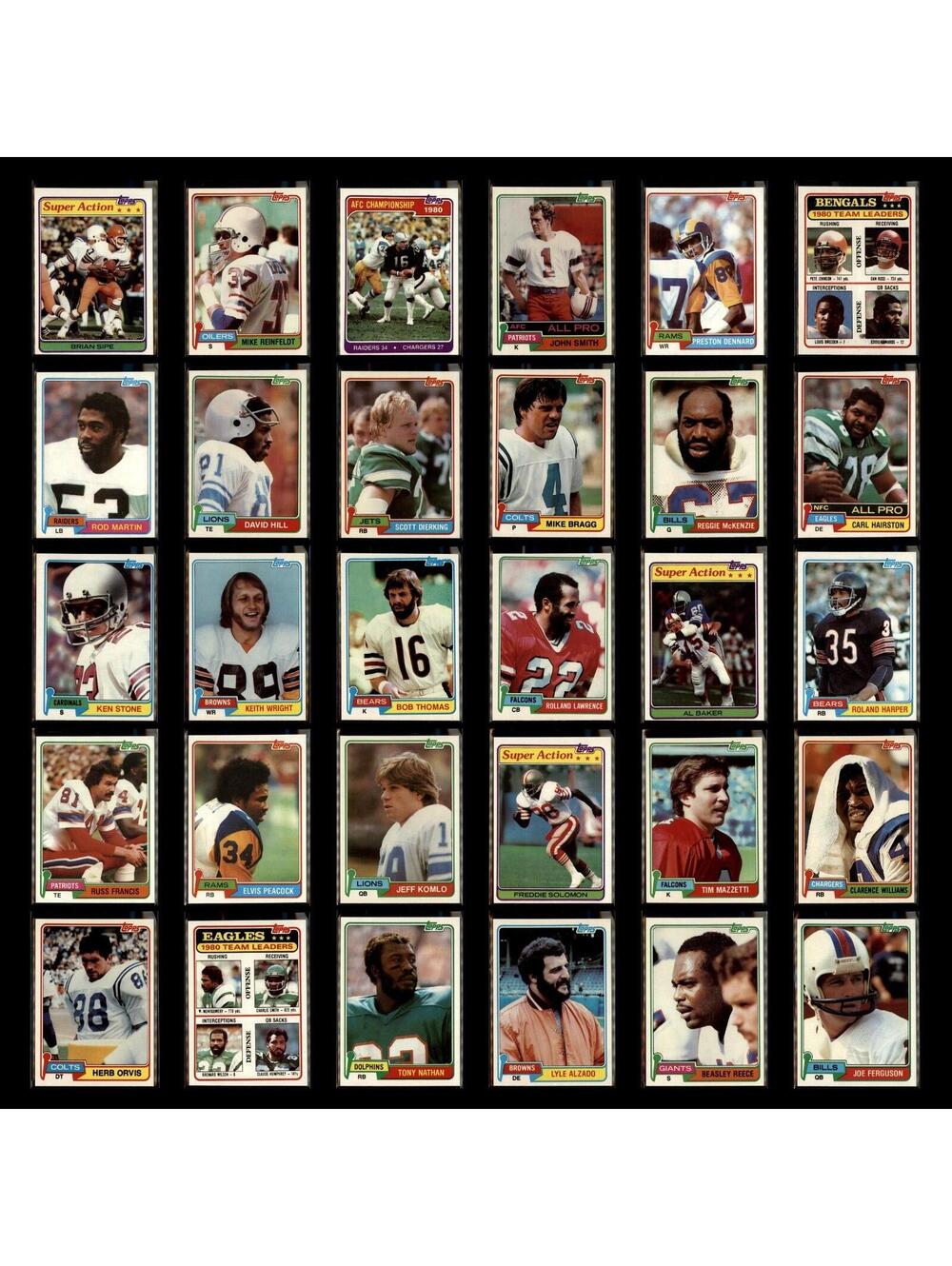 1981 Topps NM-Mint NFL Lot 30 Football Cards Collection - Brian Sipe